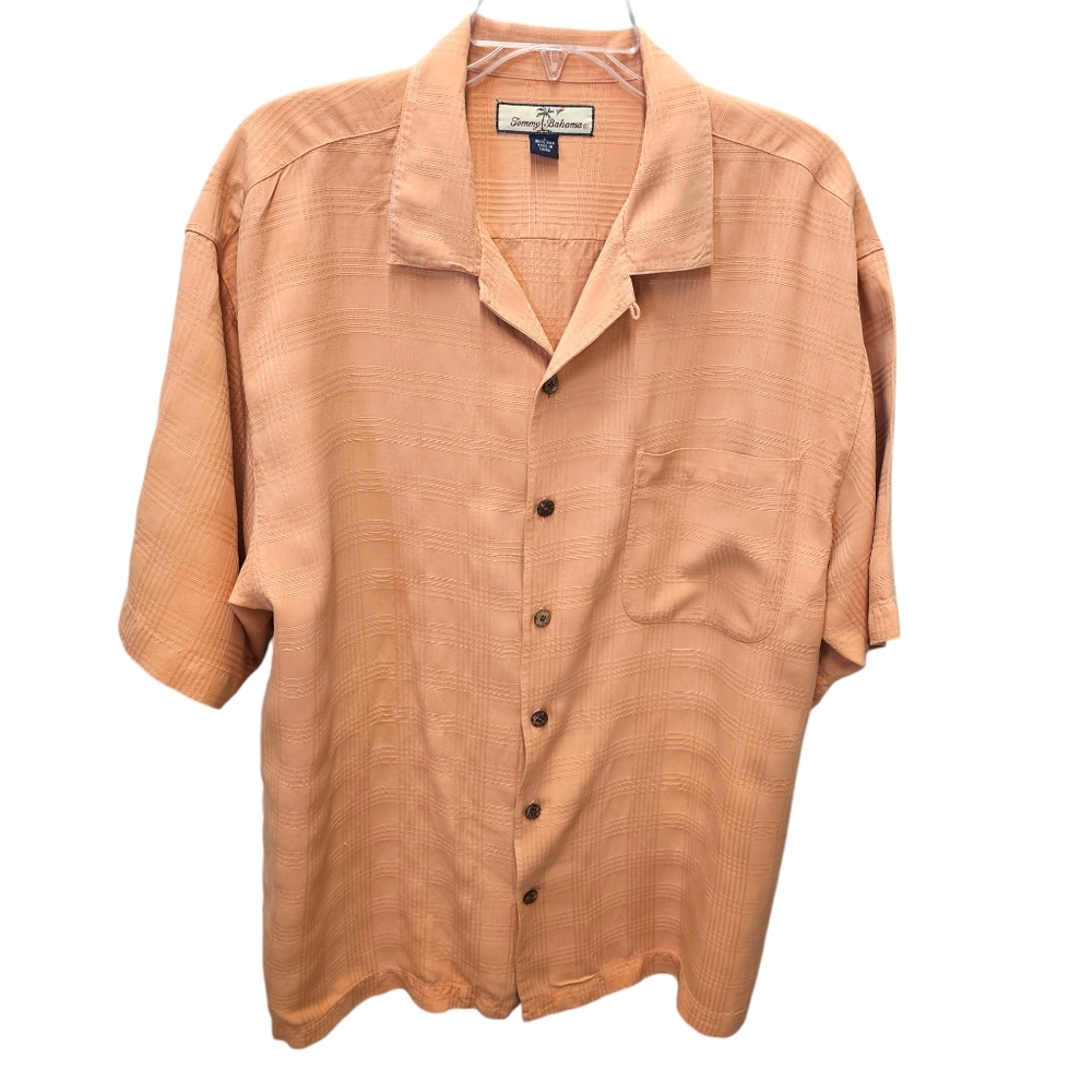 Tommy Bahama Men’s Original Fit Orange Silk Short Sleeve Button Shirt